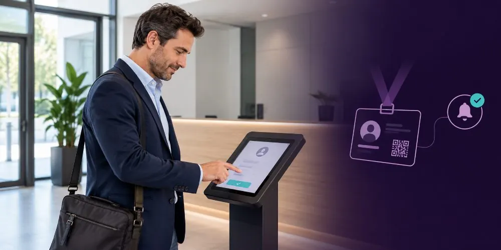 Visitatore che effettua il check-in dal totem Prometika